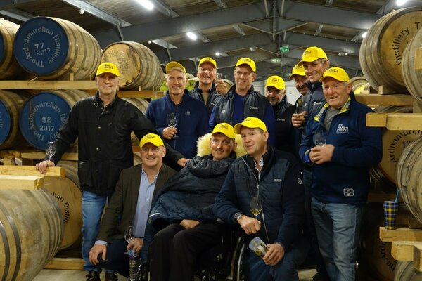 Doddie and friends at whisky distillery