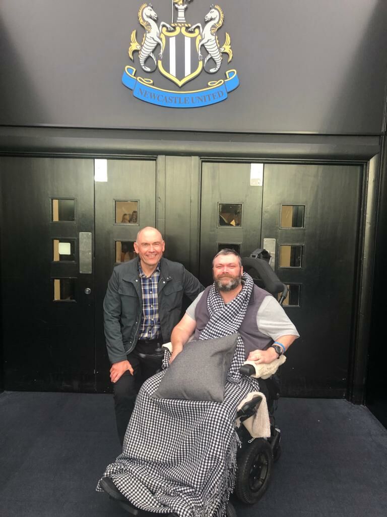 Gavin and his brother Dean at St James' Park, home of Doddie's former club Newcastle Falcons,